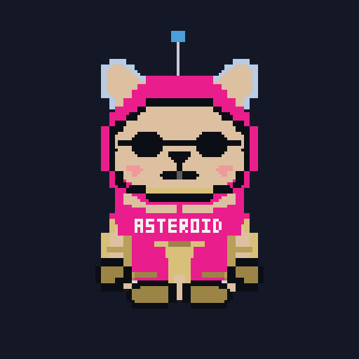 Asteroid in magenta suit with sunglasses